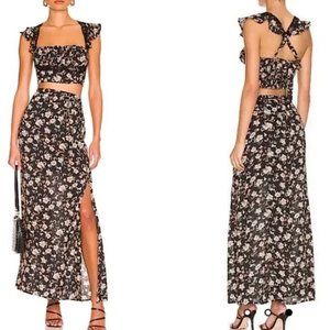 COPY - Free People Bijou 2pc top and skirt combo black floral